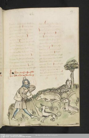 109r: kolorierte Federzeichnung: Moses als Viehhirte