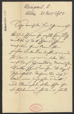 Brief an Ludwig Strecker  und B. Schott's Söhne : 21.11.1900
