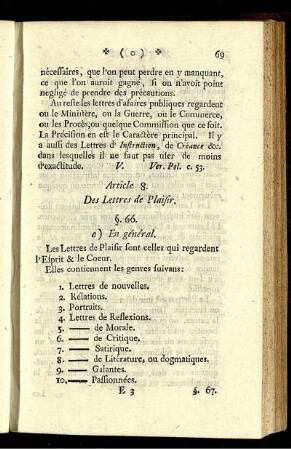 Article 8. Des Lettres de Plaisir.