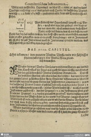 DAS IIII. CAPITTEL. Lehrt erkennen/den puncten Umbra Versa undt wie sich disser schatten haltet gegen den Umbra Recta grundlich demonstrit.