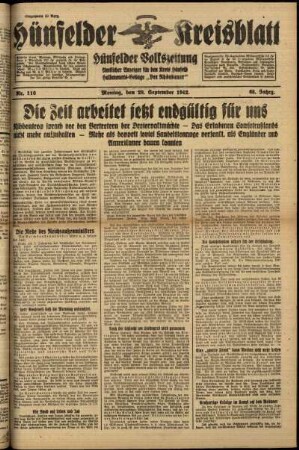 Ausgabe vom Montag, den 28. September 1942.