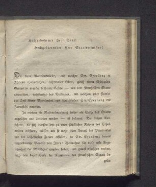 Hochgebohrner herr Graf! Hochgebietender Herr Staatsminister!