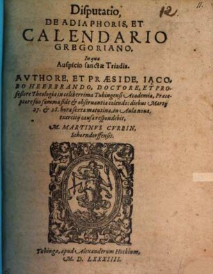 Disputatio, De Adiaphoris, Et Calendario Gregoriano