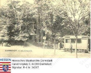 Darmstadt, Böllenfalltor / Ansicht mit Straßenbahnwagon