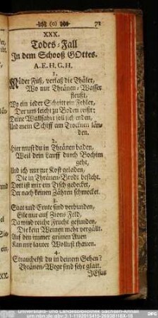 XXX. Todes-Fall In dem Schooß Gottes.