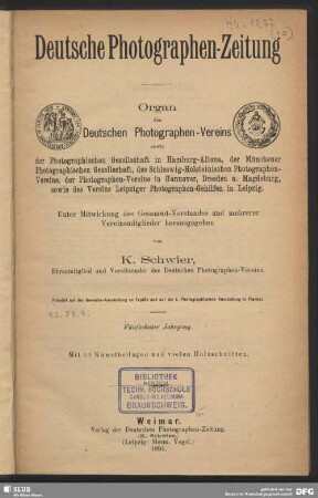 15.1891: Deutsche Photographen-Zeitung : Organ d. Deutschen Photographen-Vereins ..