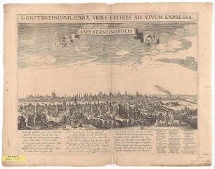 Ansicht von Istanbul, Kupferstich, um 1660 : Constantinopolitanae Vrbis Effigis Ad Vivum Expressa / gedruckt by Clemendt de Ionge. - Amsterdam : Clemendt de Ionge , [um 1660]. - 1 Ansicht auf 1 Kunstbl. : Kupferst. ; 58 x 31 cm