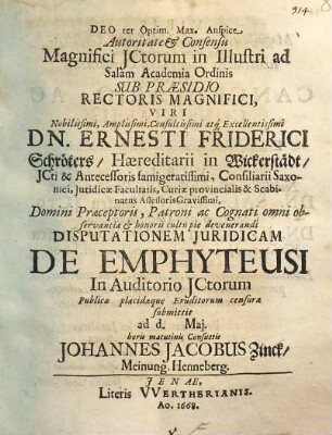 Disputationem iuridicam de emphyteusi