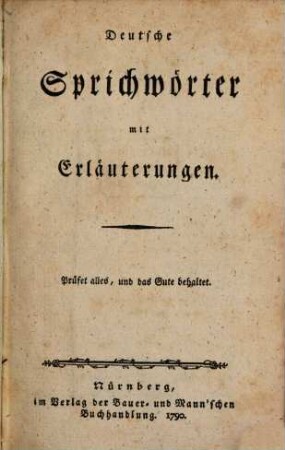 Deutsche Sprichwörter mit Erläuterungen