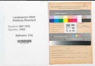Entnazifizierung Fritz Ballmann , geb. 01.08.1909 (Stabsfeldwebel)