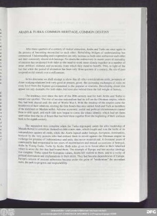 Arabs & Turks: Common Heritage, Common Destiny