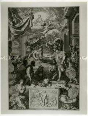 Wilhelm III. von Oranien befreit England - allegorisches Blatt