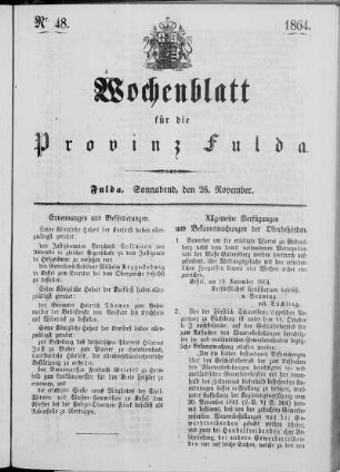 Nr. 48, Ausgabe vom 26. November 1864