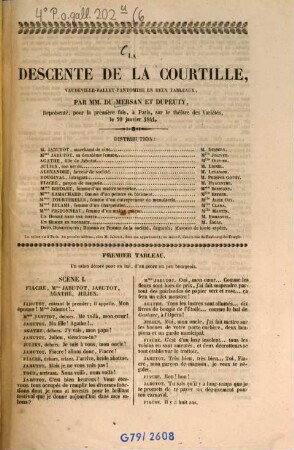 La descente de la courtille : Vaudeville-ballet-pantomime en 2 tableaux, par MM. Du Mersan et [Charles-Désirée] Dupeuty