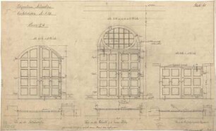 Fischer, Theodor; München - Westend, Bergmannstr.; Ledigenheim - Einfahrtstore (Grundrisse, Ansichten)
