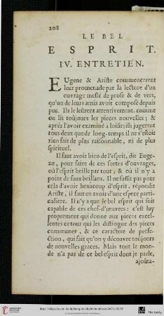 IV. Entretien: Le bel Esprit