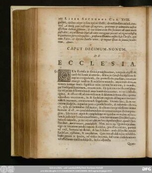 Caput Decimum-Nonum, De Ecclesia.