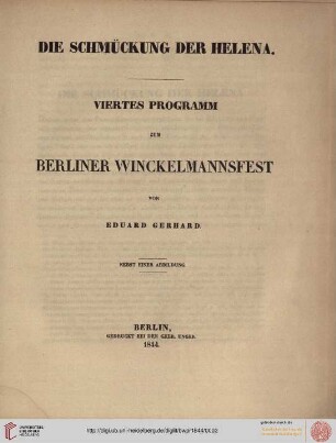 Band 4: Programm zum Winckelmannsfeste der Archäologischen Gesellschaft zu Berlin: Die Schmückung der Helena