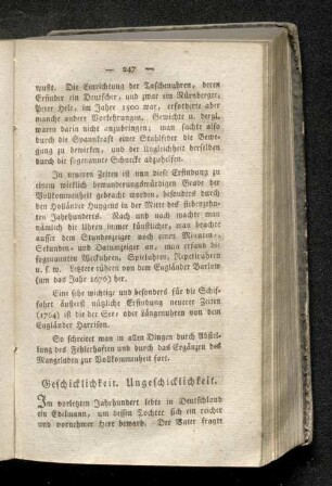 Geschicklichkeit. Ungeschicklichkeit.