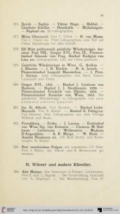 H. Wiener und andere Künstler (Nr. 284-424)