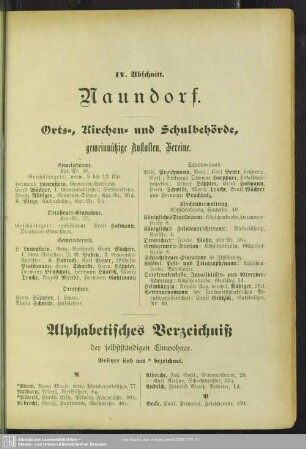 Einwohnerverzeichnis : Alphabetisches Verzeichniß der selbstständigen Einwohner