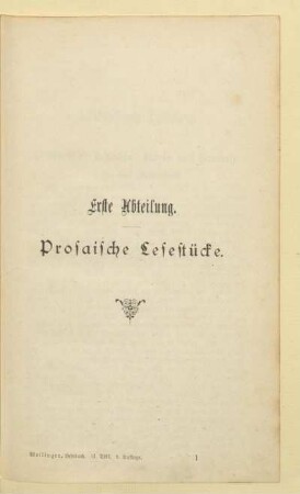 Erste Abteilung: Prosaische Lesestücke