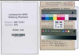 Entnazifizierung Karl Sohler , geb. 26.06.1908 (Kaufmaennischer Angestellter)