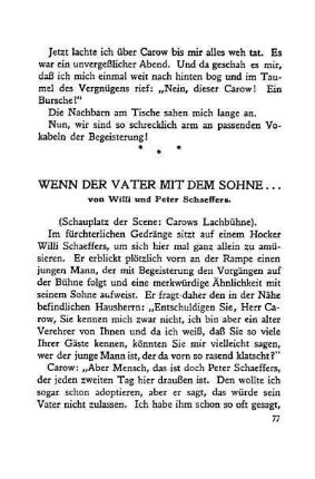 Wenn der Vater mit dem Sohne ... Von Willi und Peter Schaeffers