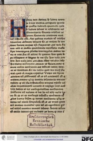 Multorum tam clericorum quam laicorum querela est non modica, occupatio gravis et questio dubiosa, quomodo quis se habere debeat in celebrando vel communicando...