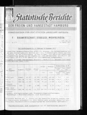 Das Bauhauptgewerbe in Hamburg im Februar 1971 : Lfd. Nr. 10