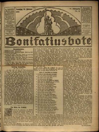Erste Ausgabe vom Sonntag, den 24. Februar 1924.