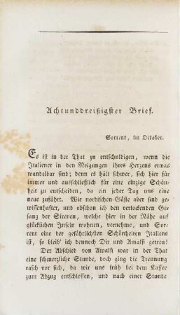 Achtunddreißigster Brief. Sorrent, im October