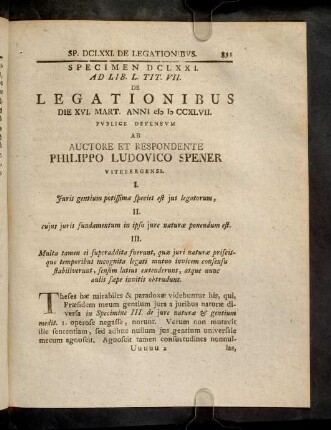 891-935, Spec. 671. De Legationibus
