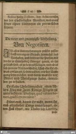 Die neun und zwantzigste Abtheilung, Vom Negotiiren