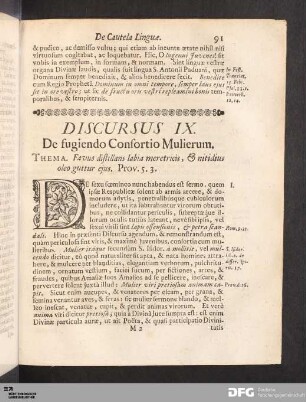 Discursus IX. De fugiendo Consortio Mulierum