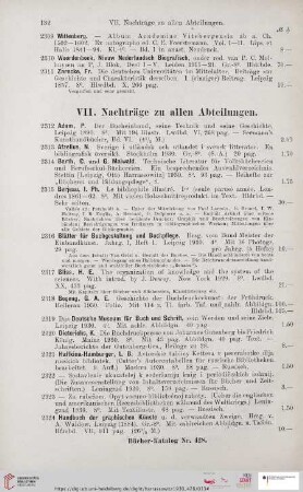 VII. Nachträge zu allen Abteilungen (Nr. 2312 - 2342)