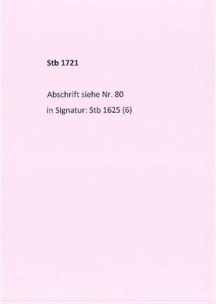 Stb 1721, Abschrift Nr. 80