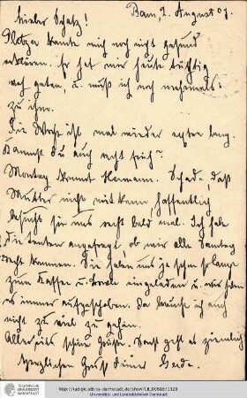 Postkarte vom 02.08.1907