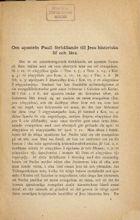 Om aposteln Pauli forhållande till Jesu historiska lif och lära