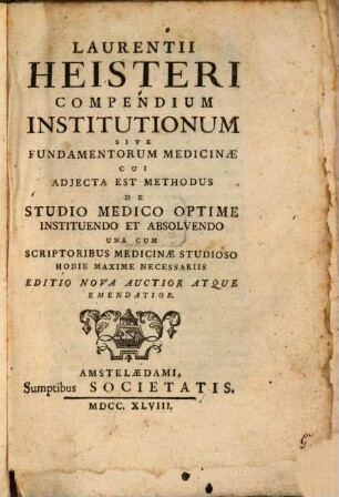 Compendium Institutionum sive fundamentorum medicinae ...
