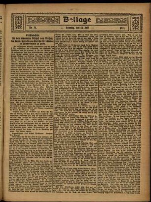 Zweite Ausgabe vom Sonntag, den 31. Juli 1921.