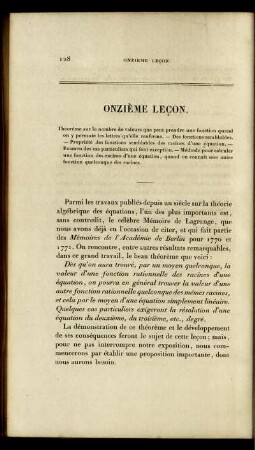 Onzième jusque Seizième Lecon.