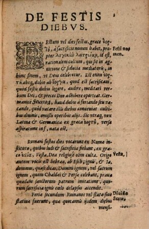 Matthaei Dresseri De Festis Diebus Christianorum & Ethnicorum, Liber : Quo Origo, Caussa, ritus, & usus eorum exponitur