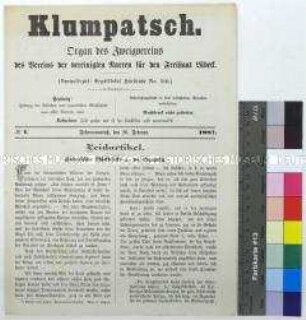Karnevalszeitung "Klumpatsch" des Vereins der vereinigten Narren für den Freistaat Lübeck