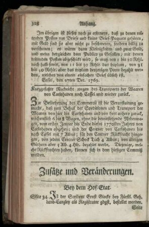 Zusaetze und Veraenderungen