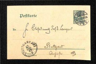 Postkarte an Kurt Lampert