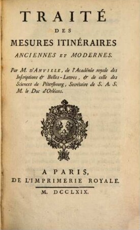 Traité des mesures itineraires ...