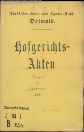 Bracht, Hermann Adolf Landvogt gegen Debitoren - Schuldforderung