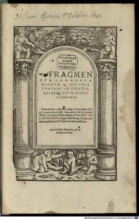 Fragmentvm Commentariorvm Q. Asconii Pediani In Orationes Aliqvot M. Tvllii Ciceronis