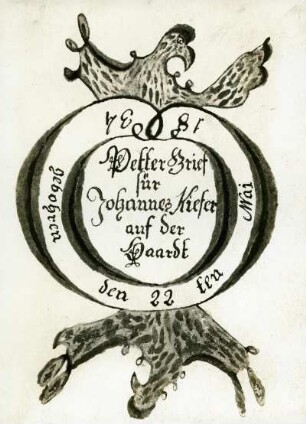 Taufbrief Haardt bei Neustadt 1834. Johannes Kiefer